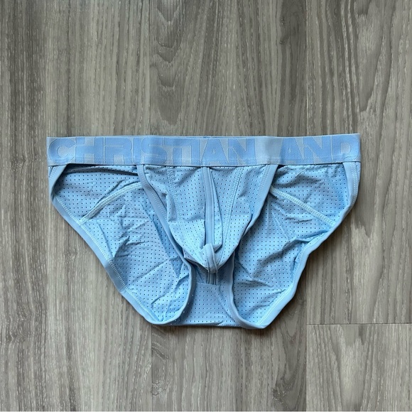 Andrew Christian | Vibe Breeze Mesh Gym Brief in Powder Blue (Medium) - Picture 1 of 15